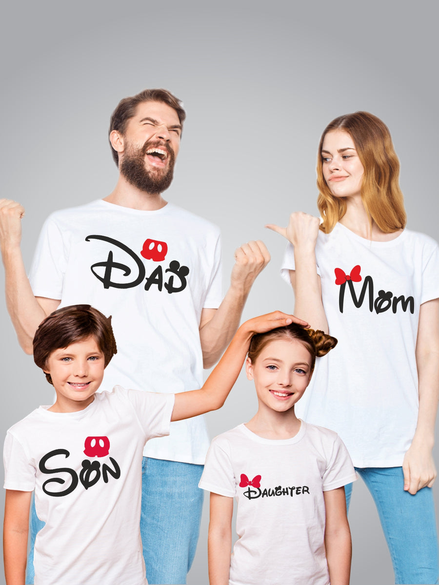 Mom Dad Son Daughter Family T Shirts Combo of 4 DeshiDukan Tshirt Lounge