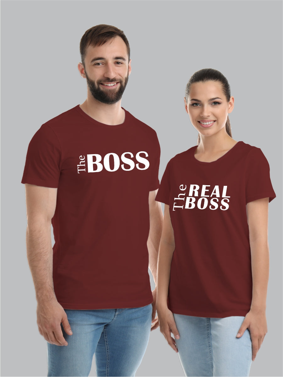 The Boss The Real Boss Cotton Couple Tshirt Buy Online DeshiDukan Tshirt Lounge